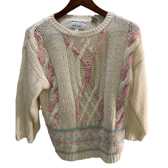 JJ. FARGO Women's Vintage Cottage Core Hand Knit Chunky Pullover Sweater, Small - Picture 1 of 9